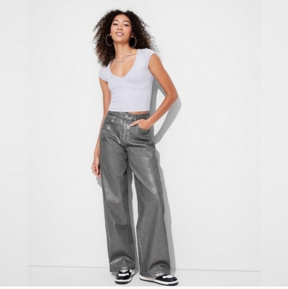 Women's 14 High-Rise Baggy Jeans - Wild Fable Dark Gray 14 - Picture 1 of 15